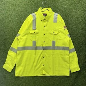 Drifire FR Flame Resistant Shirt Mens 2XL Reflective HiVis Button Up Work